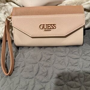 GUESS Women's Tan and Cream Wristlet